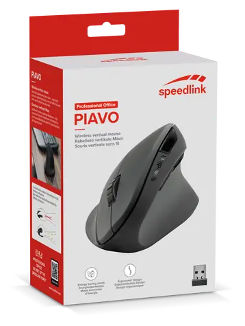 Speed Link PIAVO SL-630019-RRBK čierna / Myš / Vertikálna ergonomická / Bezdrôtová / 5 tlačidiel