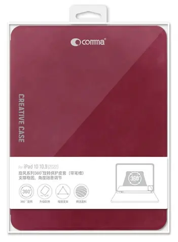 Comma Cyclone Rotation Case vínová / Puzdro pre iPad 10. a 11. gen (2022/2025) / otočné / slot na Apple Pencil
