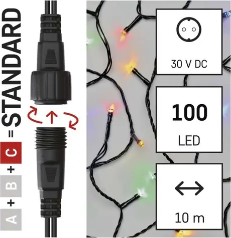 Emos D1AM03 Connect / Svetelná reťaz / 100 LED / 10 m / multicolor / IP44