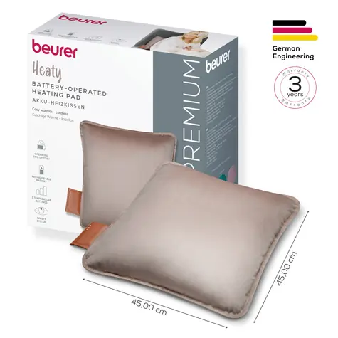 BEURER HK 77 Heaty krémová / Batériová vyhrievacia podložka / 3 teploty / bezdrôtová