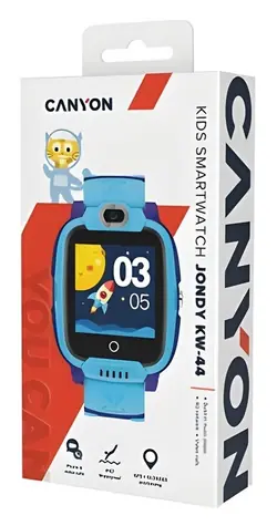 Canyon Jondy KW-44 modrá / Detské chytré hodinky / 1.44” displej / 4G video hovory / GPS tracking / fotoaparát