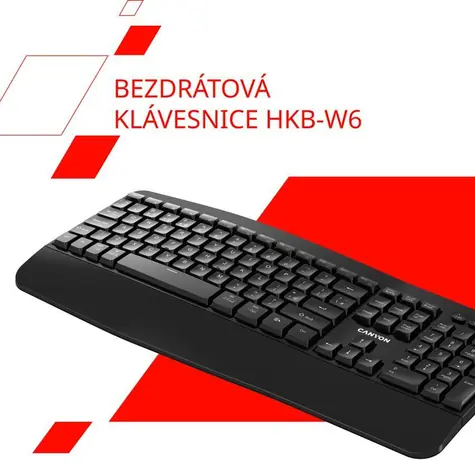 Canyon HKB- W6 čierna / Bezdrôtová klávesnica / 2.4GHz + Bluetooth / ergonomická / vodeodolná / 104 kláves / CZ/SK
