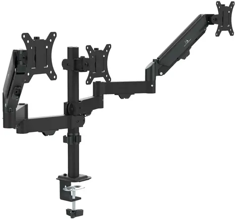 Maclean MC-137 čierna / Stolný držiak pre tri monitory / 17-27" / VESA 75x75-100x100 / nosnosť 8 kg