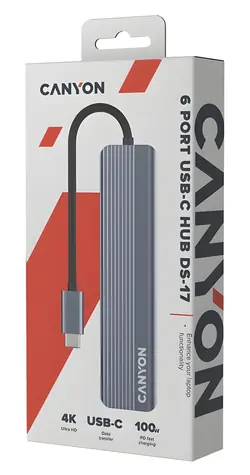 Canyon DS-17 / Dokovacia stanica / 6 portov / USB-C PD 100W / 2x USB 3.0 / HDMI / čítačka kariet
