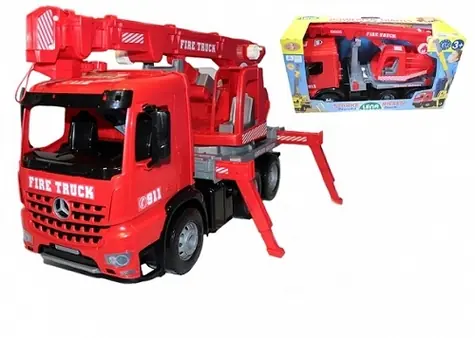 Lena Autožeriav Mercedes hasiči červená / 2nápravový / 70 cm / TÜV / od 3 rokov
