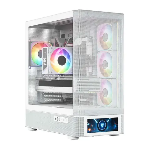 Modecom Volcano AQ500 ARGB biela / Skriňa / ATX / tvrdené sklo / ARGB podsvietenie / 1x USB-C 3.2 / 2x USB 3.0