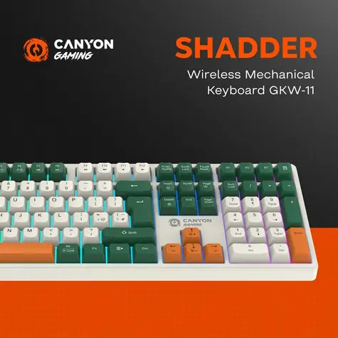 Canyon Shadder GKW-11 biela/béžová / Herná klávesnica / mechanická / RGB / bezdrôtová / CZ/SK layout