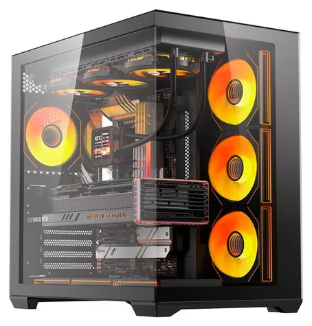 darkFlash C280 čierna / Skriňa / E-ATX / tvrdené sklo / 7× ventilátor / 270 ° panoramatický design