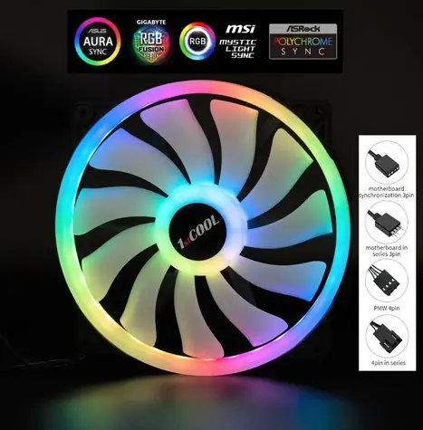 1stCool AURA EVO ARGB PWM Ring 200mm / Ventilátor / ARGB / PWM / 1000 RPM / 53,3 CFM