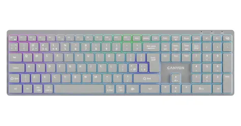 Canyon HKB-W11 šedá / Klávesnica / bezdrôtová / vodeodolná / RGB podsvietenie / CZ/SK layout