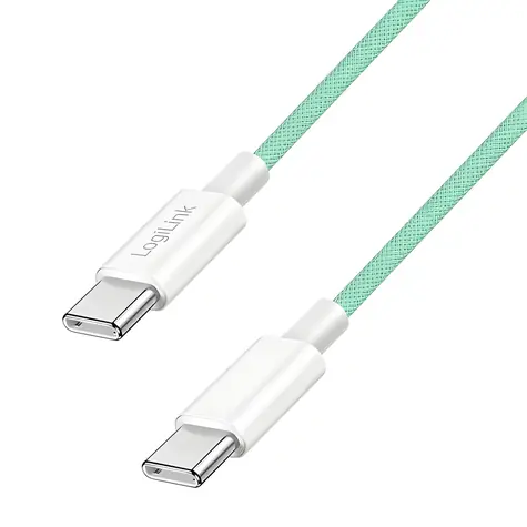 LogiLink USB-C - USB-C zelená / Nylonový kábel / USB 2.0 / 60 W / 1 m