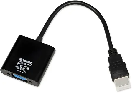 ibox IAHV01 čierna / Adaptér HDMI na VGA / HDMI (M) - D-Sub VGA (F) / Full HD 1080p