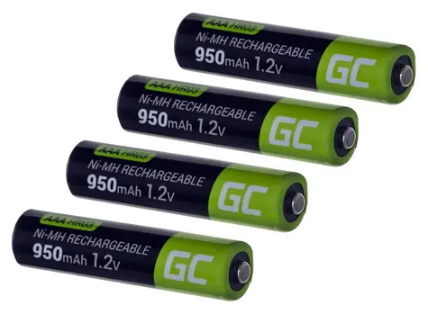 Green Cell HR03 4X AAA 950mAh zelená/čierna / Nabíjacia batéria / NiMH / 1,2 V
