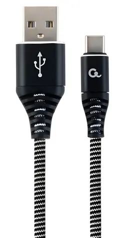 Gembird CABLEXPERT USB-C kábel čierno-biela / Kábel / USB 2.0 A(M) - USB-C(M) / 2 m / opletený