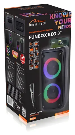 Media-Tech Funbox MT3181 čierna / Bezdrôtový reproduktor / RMS 40 W / PMPO 1000 W / BT 5.0 / FM Radio / microSD