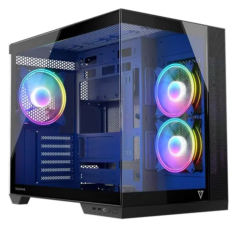 Modecom Volcano Panorama Apex ARGB 3F čierna / Skriňa / ATX / 1x USB-C / 2x USB 3.0 / 3x ARGB / bez zdroja