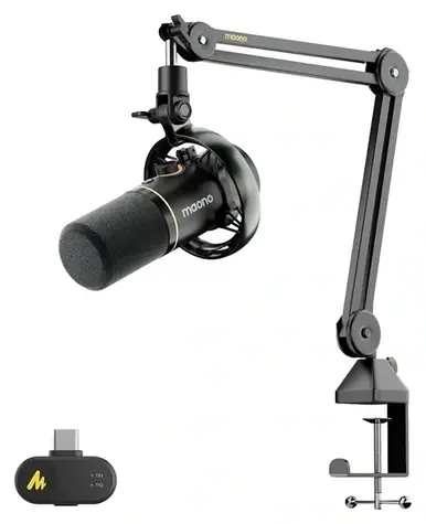 Maono PD200WS čierna / Dynamický mikrofón / XLR / USB-C / bezdrôtový / 50-16000 Hz / RGB
