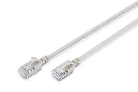 Digitus CAT 6A Slim šedá / Patch kábel / F/FTP / 1,5 m / AWG 32/7 / 10 Gbit/s / PoE+