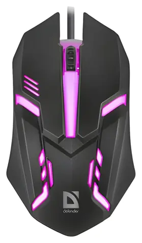 Defender Cyber MB-560L čierna / Herná optická myš / 1200 DPI / USB / 2 tlačidlá / RGB podsvietenie