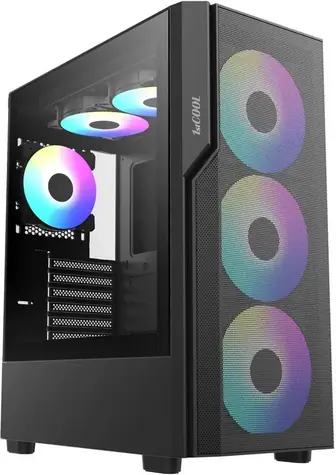 1stCool GAMER 5 čierna / PC skriňa / Mid Tower / Tvrdené sklo / USB-C / 2x 140mm + 1x 120mm ARGB / Bez zdroja