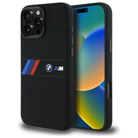 BMW Silicone Middle Stripe MagSafe čierna / Zadný kryt / iPhone 16 Pro Max / silikónový