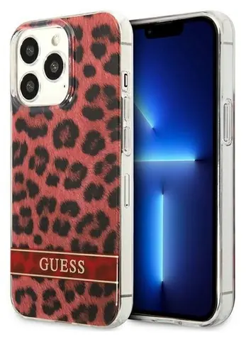 Guess Leopard červená / Puzdro / iPhone 13 Pro / iPhone 13 / 6,1" / plastové