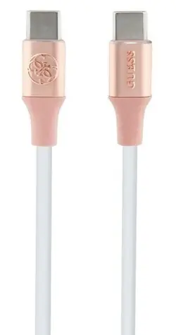 Guess Embossed Logo USB-C - USB-C ružová / Kábel / 1,5 m / Rýchlonabíjací
