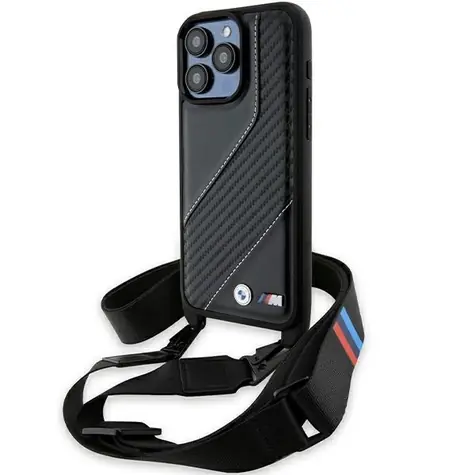 BMW M Edition Carbon Stripe & Strap čierna / Zadný kryt / iPhone 15 Pro