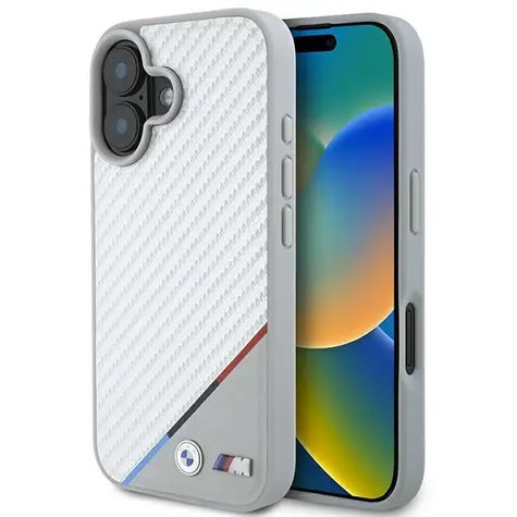 BMW M Carbon Tricolor Line MagSafe pre iPhone 16 sivá / Zadný kryt / MagSafe