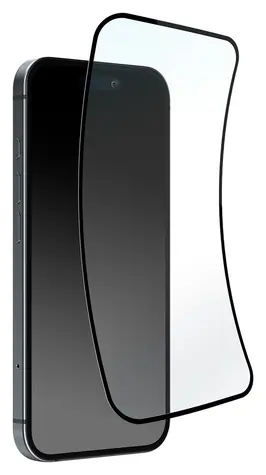 Puro Flexible Glass D3O / Hybridné sklo / čierny rámček / iPhone 16 / iPhone 15 / iPhone 15 Pro