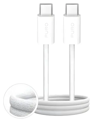 Puro Fabrik 4 biela / Kábel USB-C - USB-C / opletený / 100 W / 1 m
