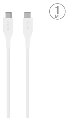 Puro Plain biela / Dátový kábel USB-C na USB-C / 2A / 1 m