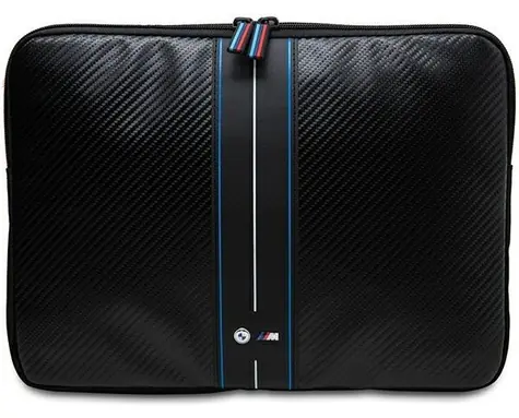 BMW Carbon & Blue Stripe 14" čierna / Puzdro pre notebook / Karbónový vzor / Modrý pruh