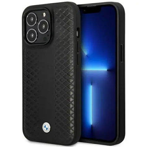 BMW Diamond Pattern Zadný kryt MagSafe iPhone 14 Pro 6,1 čierna / Kryt / Koža / MagSafe