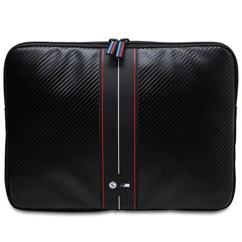 BMW Carbon & Red Stripe 14" čierna / Puzdro pre notebook / Karbónový vzor / Červený pruh