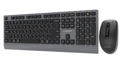 Gembird KBS-WPS-02-CYRL / Bezdrôtová sada klávesnice a myši / 2,4 GHz + Bluetooth / Cyrilické rozloženie kláves