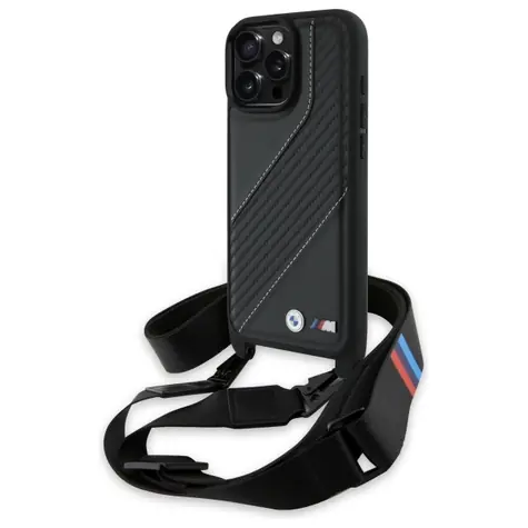 BMW M Carbon Stripe & Strap pre iPhone 16 Pro Max čierna / Puzdro / Apple iPhone 16 Pro Max / S popruhom