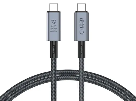 Tech-Protect UltraBoost Max šedá / Kábel / USB-C 4.0 - USB-C 4.0 / PD 240W / 40Gbps / 8K / 1m