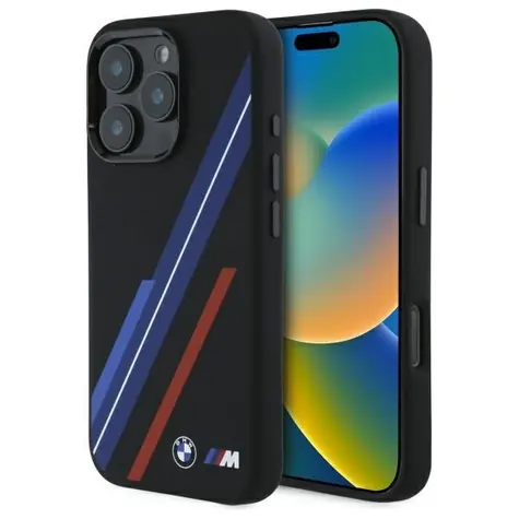 BMW Silicone Random Lines MagSafe čierna / Zadný kryt / iPhone 16 Pro Max / silikónový