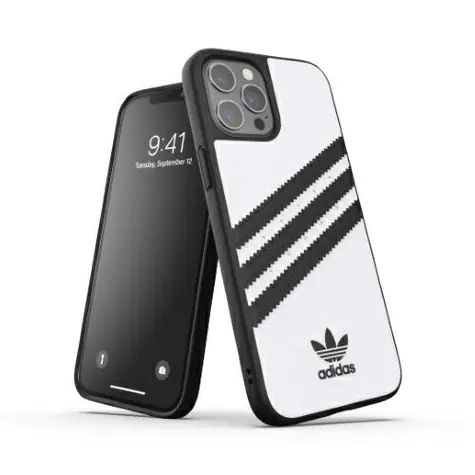Adidas OR Moulded Case PU pre Apple iPhone 12 Pro Max bielo-čierna / Puzdro / PU koža