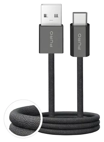 Puro Fabrik 2.0 tmavo zelená / Dátový kábel USB-A - USB-C / opletený / 10 W / 1,5 m