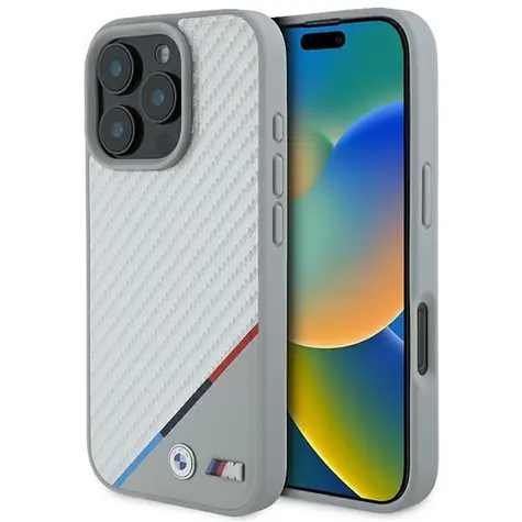 BMW M Carbon Tricolor kryt MagSafe pre iPhone 16 Pre šedá / Kryt / MagSafe