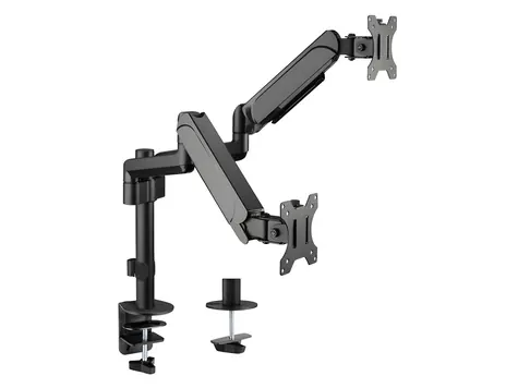 Equip čierna / Stolný držiak pre 2 monitory / 17-32" / nosnosť 9 kg / výškovo nastaviteľný / VESA 100x100 / 360°