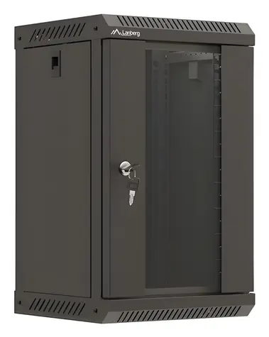 Lanberg WF11 čierna / Nástenná skriňa / 10" / 9U / 300x300 mm / sklenené dvere / ploché balenie