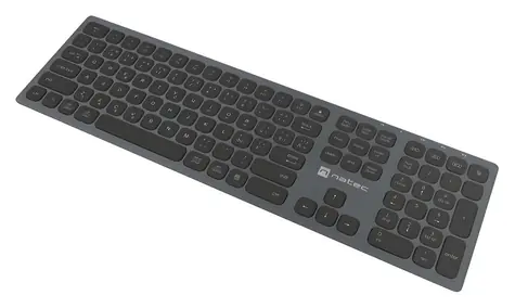 Natec Dolphin šedá / Klávesnica / Bezdrôtová / Bluetooth + 2,4 GHz / CZ/SK layout / Nožnicová