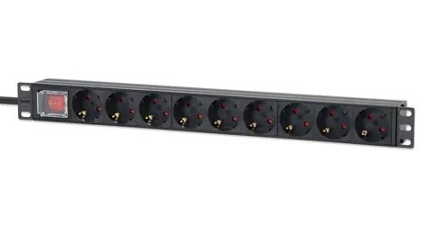 Intellinet Rack zásuvková lišta 9x / Zásuvková lišta / 1U / 16 A / 4000 W / 2 m kábel
