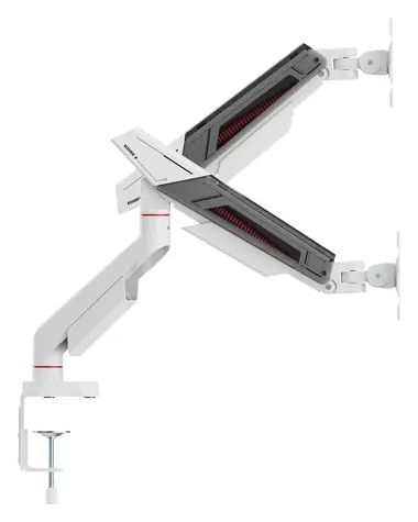 Equip Gaming čierna/biela / Stolový držiak pre dva monitory / 17-35" / VESA 75x75-100x100 / nosnosť 16 kg/monitor