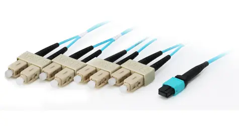 Equip MTP-SC tyrkysová / Optický patch kábel / MTP - 4X SC / OM4 multimode / 8 vlákien / 20 m