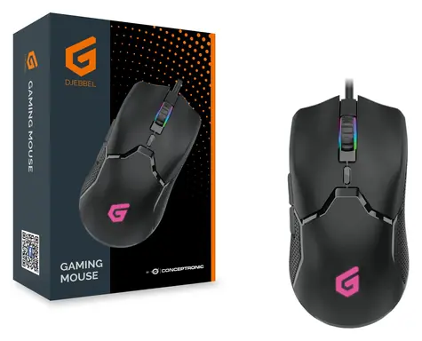 Conceptronic DJEBBEL čierna / Herná myš / USB-A / 7200 DPI / 6 tlačidiel / RGB LED