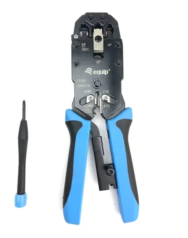 Equip krimpovacie kliešte RJ45/RJ12/RJ11 čierna, modrá / Krimpovacie kliešte / Račňa / Kov